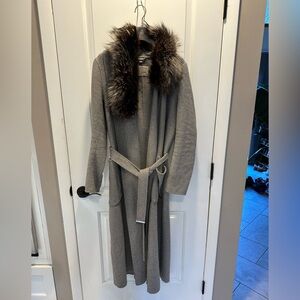 Soia & Kyo Charlena Wool Coat with Silver Fox Fur